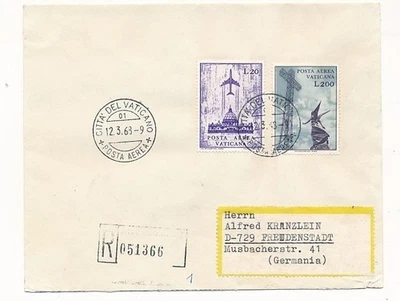 D222540 Radio Tower Jet of St.Peter's Cathedral Registered Cover Vatican City - Image 1 of 2
