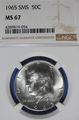 1965 SMS NGC 50C MS67 KENNEDY HALF DOLLAR #B50354 - Image 1 of 2