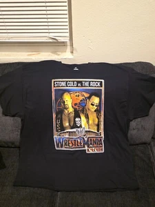 WWE Stone Cold The Rock Wrestlemania X-Seven Shirt Adult 5XL Black Short Sleeve - Picture 1 of 3