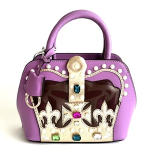 RADLEY The Anniversary Minis-Crown Purple Leather Zip Top Multiway Grab Bag -NEW - Picture 1 of 8