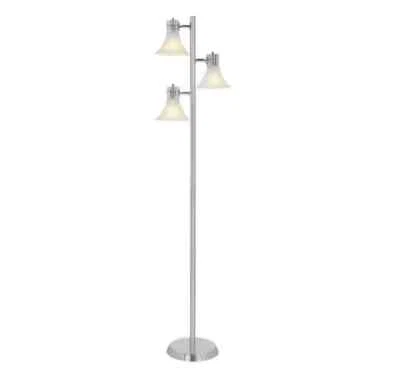 LÁMPARA DE PIE HAMPTON BAY Níquel Cepillado con Tonos Blancos Esmerilados 528299 NUEVA Foto 1 de 4