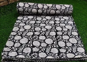 Indische Boho Tagesdecken Wende Kantha Überwurf Decke Blumen Block Kantha Quilt - Bild 1 von 6