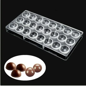 Clear Hard Chocolate Maker Polycarbonate PC DIY 24 Half Ball Candy Mold Mould - Picture 1 of 4