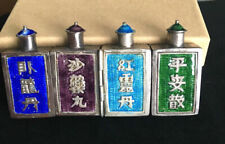 👍 1900s CHINA CHINESE SILVER ENAMEL MEDICINE 4 IN ONE FOLDING SNUFF BOTTLES
