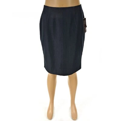 DANA BUCHMAN 女式 10 码 INDIGO 蓝色直筒裙带接缝细节衬里 — 第 1/4 张图片