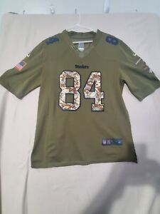 Pittsburgh Steelers Brown 84 NFL Nike Team Mens Jersey Large Salute To Service