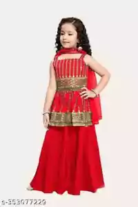 Nuevos conjuntos Sarara tradicionales de moda para niños indios para uso étnico para niñas - Imagen 1 de 6