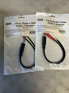 Bundle Of 2, 1/4 “ Male to Dual-3.5mm Female Audio Y-Adaptor - Picture 1 of 3