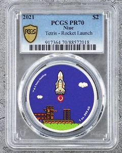 PCGS PR70 2021 Niue Tetris Silver coin Rocket Launch 1oz - Picture 1 of 2