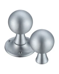 Ball Rim Mortice Knob Pair FB502RSC Satin Chrome Fulton & Bray on Round Roses - Picture 1 of 6