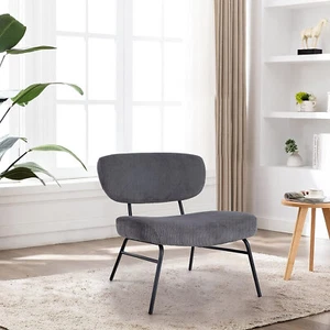Modern Dining Chair Upholstered Accent Chair for Living Room Gray - Picture 1 of 8