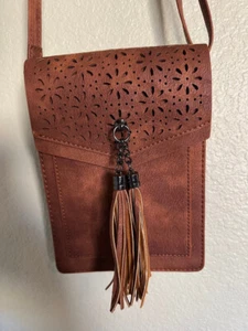 MINICAT Crossbody Bag RFID Blocking Cell Phone Credit Card Purse Boho Laser Cut - Picture 1 of 8