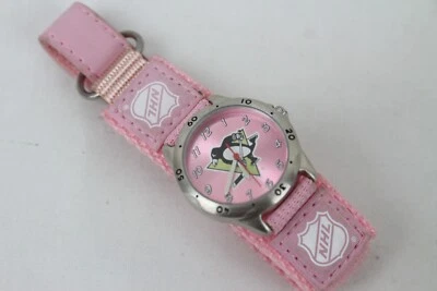 Reloj Pulsera Pittsburgh Penguins Hockey Coleccionable NHL Correa Rosa Tiempo de Juego Foto 1 de 4