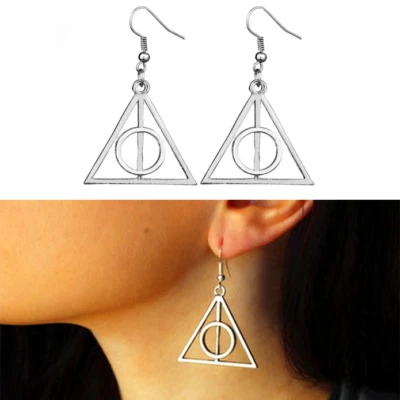 Orecchini HARRY POTTER E I DONI DELLA MORTE Triangolo 3 cm o Mini Argento Donna - Immagine 1 di 2