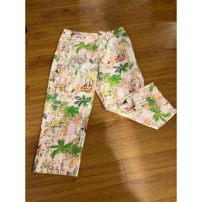 Calça cropped Larry Levine petite stretch estampa novidade Capri 10P - Imagem 1 de 4