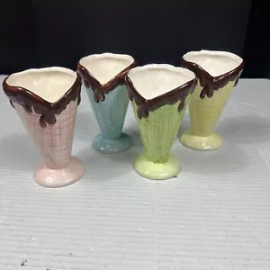 Vintage Royal Norfolk Waffle Cone Shaped Ice Cream Dishes, 4 Avail. - Picture 1 of 10