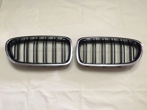 Front Kidney Grille Chrome Frame+Black Fence FOR '2010-'2018 MW F10/F11 M5 Look - Picture 1 of 3