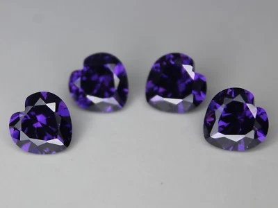 CZ Purple Amethyst Heart 4x4mm 6x6mm 8x8 10x10 Loose AAA Cubic Zirconia Gemstone - Image 1 of 4