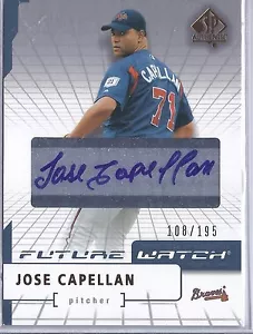 2004 SP Autentico Baseball Jose Capellan Futuro Orologio Carta Autografata #108/195 - Foto 1 di 2