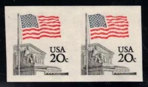 US Scott 1895d Imperforate Coil Pair 20c ~ F/VF ~ NH ~ Narrow Tagging ~ 4/24/81 - Picture 1 of 1