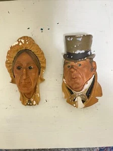Menge 2 Vintage 1964 Bossons England Wandhänger Charles Dickens & Betsy Tritwood - Bild 1 von 5