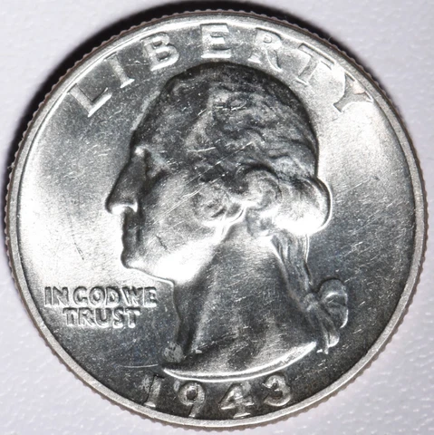 1943-P WASHINGTON SILVER QUARTER - BU UNC Cover