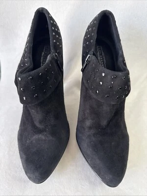 Botín Fifth Avenue negro de gamuza con tachuelas punta tacones 10 M Foto 1 de 4