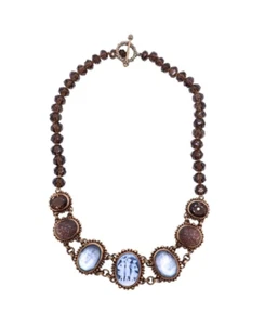 Stephen Dweck Quartz Cameo Brass Necklace - Picture 1 of 8
