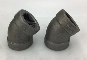 QTY 2 BLACK FORGED STEEL SC80 1 1/4" 45° ELBOW 300MI FREE SHIPPING - Picture 1 of 5