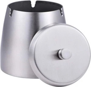 Ashtray with Lid for Cigarette, Stainless Steel Smokeless Odorless Windproof - Picture 1 of 7