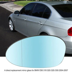 Blue Left Side View Wing Heated Mirror Glass For BMW M3 E46 E82 E85 E90 E91 BY - Picture 1 of 6