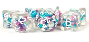 Pearl Resin: 16mm Polyhedral - Gradient Purple/Teal/White Numbers (7) - Picture 1 of 1