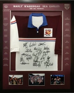Blazed In Glory - Manly Warringah 1996 Premiers - NRL Signed & Framed Jersey - Picture 1 of 4