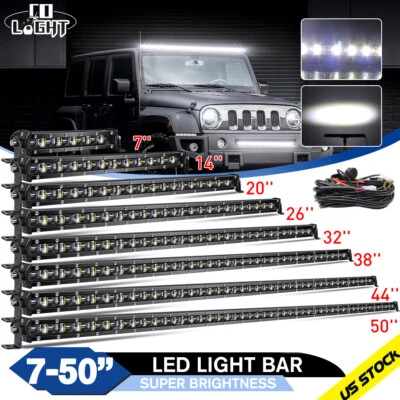 Slim 7 14 20 26 32 38 44 50" Spot Flood LED Light Bar Offroad Truck ATV SUV 12V - Image 1 of 4