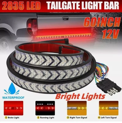 60" Truck Tailgate LED Light Bar Sequential Signal Brake Reverse Stop Tail Strip Foto 1 de 4