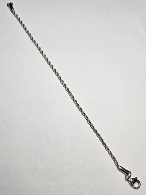 Bracelet Silver Tone Twisted Rope Chain SS 7 Inches 3 MM - Image 1 of 4