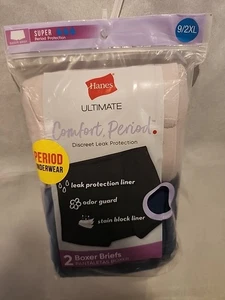 Hanes Comfort Womens Period Underwear Boxer Brief 2 Pack Sz 9/2XL - Bild 1 von 7
