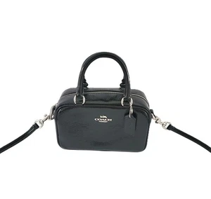 Coach CW190 Satchel Crossbody Crinkled Lackleder schwarz kleine Handtasche - Bild 1 von 7