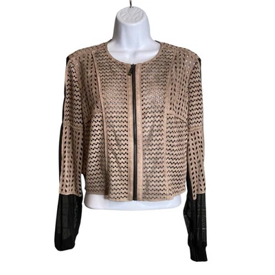 Chaqueta corta Alberto Makali para mujer negra perforada imitación gamuza malla talla S Foto 1 de 4