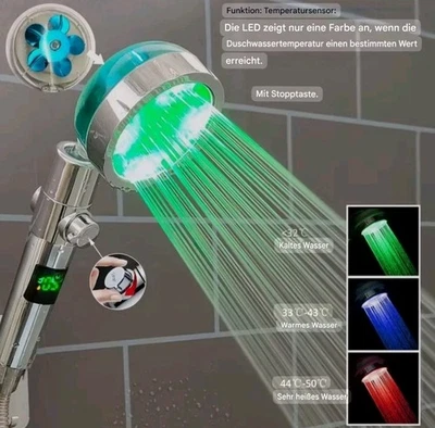 1A✓3in1 LED Duschkopf mit LCD Display Anzeigen & Temperaturabhängig Farbwechsel✔ - Bild 1 von 4
