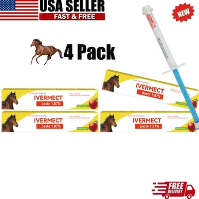 Paquete de 4 Pasta Desparasitante Caballo Sabor Manzana Gusano Nuevo En Caja Precio Descuento 4/26 Foto 1 de 2