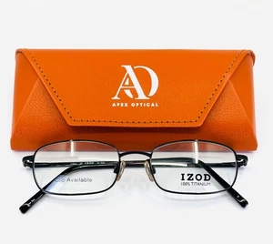 NEW IZOD 344 BLACK Unisex Rectangle Full Rim Eyeglasses 52-18-145 B:32 - Picture 1 of 12