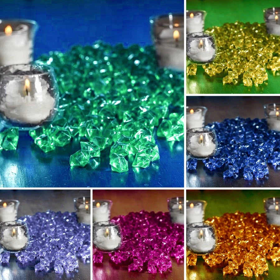 800 Cristal Como MINI CUBITOS DE HIELO Boda Fiesta CENTROS Jarrones Relleno Foto 1 de 1