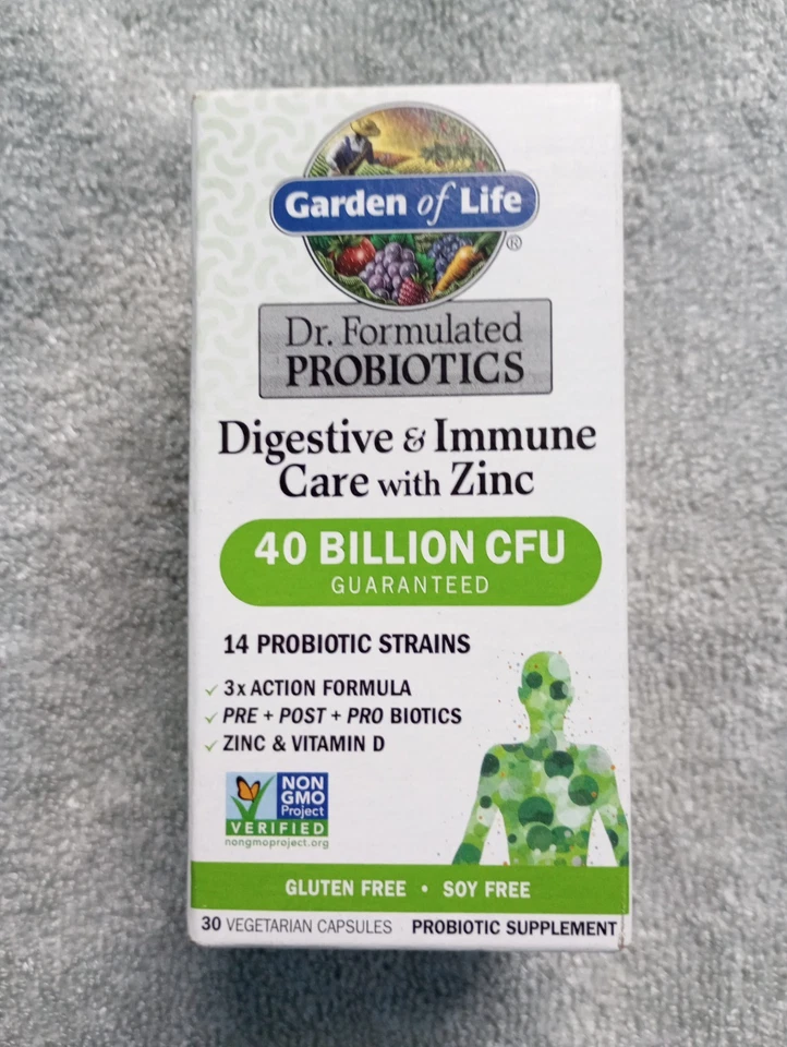 Cuidado digestivo e inmunológico Garden of Life con probióticos de zinc 40 mil millones de UFC 30 cápsulas Foto 1 de 1