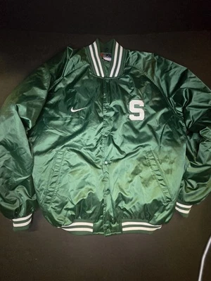 Vintage Y2K 2002 Nike Green Michigan State Spartans Varsity Jacket Mens Size XL - Image 1 of 4