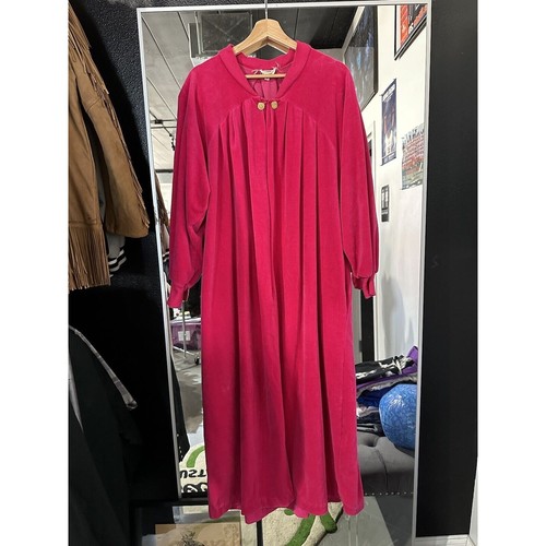 Accappatoio vintage anni 80 Christian Dior loungewear rosa caldo velluto casa taglia grande