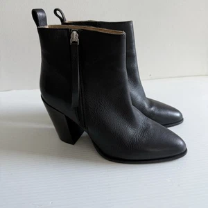 Country Road Womens Size 40 Lyla Ankle Boots with Heel Black Leather - Picture 1 of 9