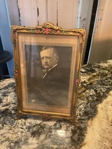 Best ANTIQUE  CAST  Standing  FRAME WITH ROSES / GOLD A Must See - Picture 1 of 6