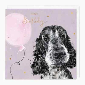 Whistlefish Spaniel Happy Birthday Art Card Balloon Greetings G191 - Picture 1 of 1