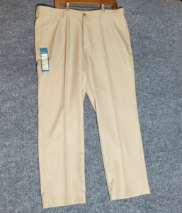 Neu mit Etikett Haggar Performance Mikrofaser gerade Passform 38 x 29 11,5" Leibhöhe hellbraun Hose A3 - Bild 1 von 8